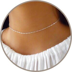 Bella Chain Choker Necklace for Women, 925 Sterling Silver Chokers